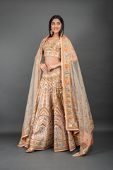 Peach Thread Work Lehenga3775 video